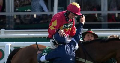 Jockey goes nuts and sprints up the track as his brother wins Grand National meet