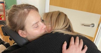 Teen paralysed after being kidnapped by abusive boyfriend finally able to hug mum 18 months later