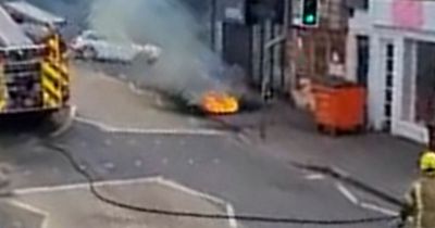 Smoke and flames erupt from Scots high street as fire crews close road