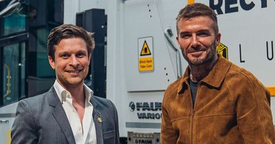 Cheeky David Beckham plugs vintage car company he part-owns at son Brooklyn's wedding