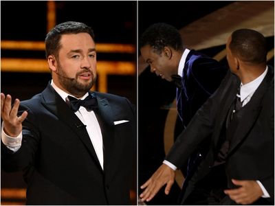 Jason Manford jokes about Will Smith at Oliviers: ‘I’ll be keeping your wives’ names out of my chuffing mouth’