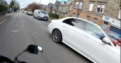 Edinburgh biker films head-on 'near miss' with Mercedes on wrong side of road