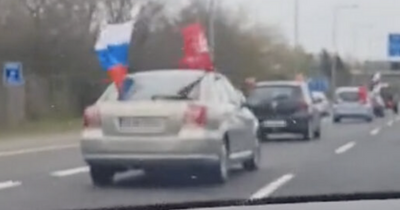 Disturbing footage of pro-Russian flags and symbols on cars travelling on Irish road causes uproar