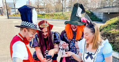 The streets of Swansea are being transformed into a giant Alice In Wonderland-style game