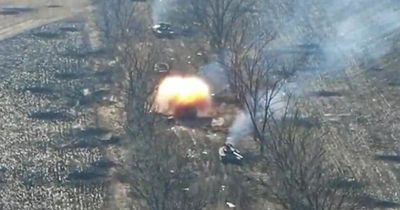 Ukrainian forces destroy whole column of Russian tanks in dramatic new footage
