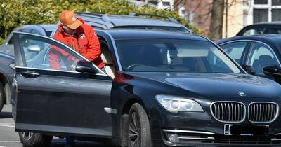 Coronation Street's Simon Gregson pictured catching a lift to his car after Aintree bust-up