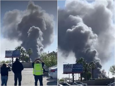 Massive fire rips through California UPS facility as video shows huge plume of smoke filling the sky