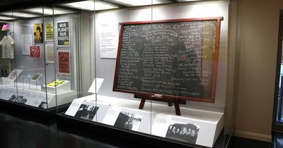 Iconic Derry Girls blackboard displayed in Ulster Museum ahead of final series
