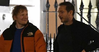 Ed Sheeran and Frank Lampard gleefully wrap arms around each leaving London boozer