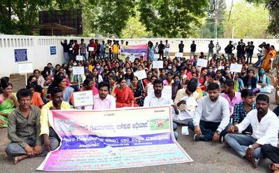 Students, villagers protest against truck terminal