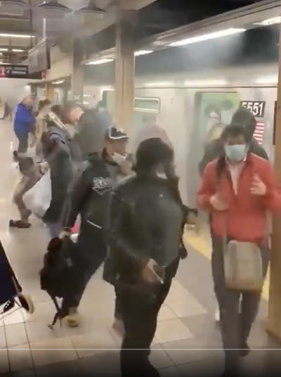 Brooklyn subway shooting: Dramatic video shows moment people burst out of smoke-filled train carriage