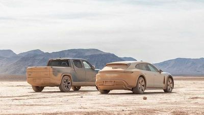 Watch Rivian R1T & Porsche Taycan Hit Top Speed In The Desert