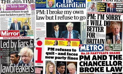 ‘Liars and lawbreakers’: what the papers say about Johnson’s Partygate fine