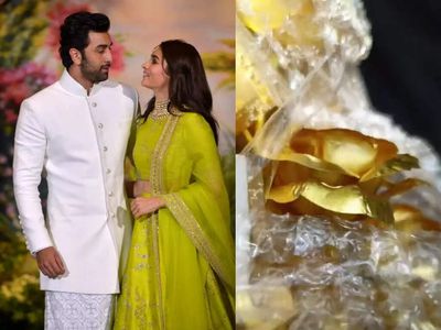Ranbir Kapoor and Alia Bhatt get gold bouquet wedding gift from Surat jeweller - WATCH