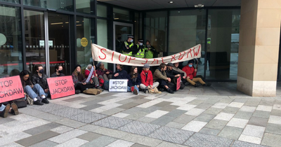 Climate activists protest outside Edinburgh government office over North Sea gas field plans