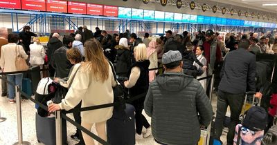 Ryanair passengers at Manchester Airport crammed in departures with 'no ventilation'