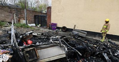 Fire destroys caravan as plumes of smoke spotted from rail station