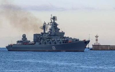 Sinking of warship Moskva means Russia likely to review position in Black Sea, says UK