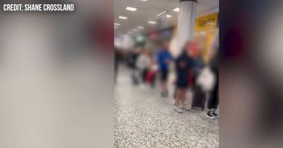Birmingham Airport scenes as hundreds queue through security as they try to get away for Easter