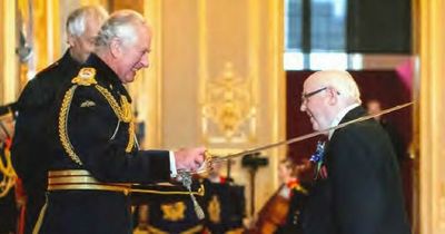 Former Coatbridge MP Sir Tom Clarke officially knighted by HRH The Prince of Wales during investiture ceremony