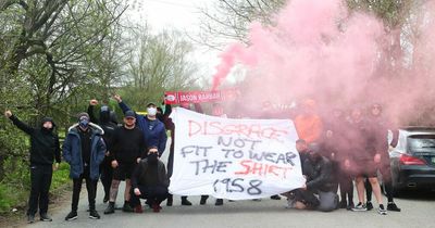 Manchester United fans protest against Glazers at Carrington training ground