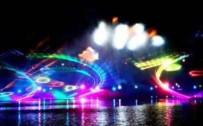 Laser show lights up the night sky at Valankulam Lake in Coimbatore