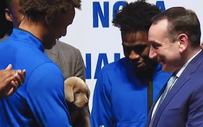 Duke eases Mike Krzyzewski into retirement with an adorable puppy he can coach at home