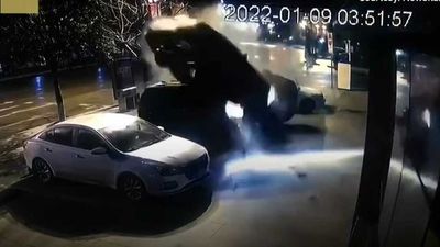 Crazy Crash In China Sees Car Land Neatly Into A Parking Space