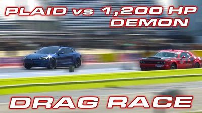 Tesla Model S Plaid Vs Modified Dodge Demon Is A Shockingly Close Drag Race