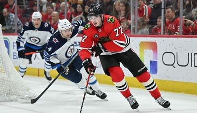 Blackhawks’ Kirby Dach out with sprained right shoulder as challenging season nears end
