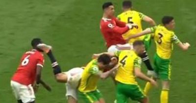 Harry Maguire kicks Paul Pogba in the head to leave Man Utd star bleeding and furious