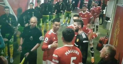 Cristiano Ronaldo's actions in tunnel spotted as hat-trick saves Man Utd