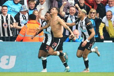 Bruno Guimaraes heads dramatic late Newcastle winner against Leicester