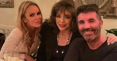 'Three Brits in Hollywood': Amanda Holden and Simon Cowell dine with Dame Joan Collins