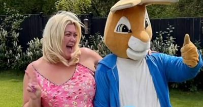 Make-up free Gemma Collins looks slimmer than ever as she poses with the Easter Bunny