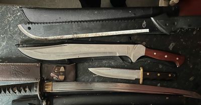 Samurai sword and machetes found as man arrested in drugs bust