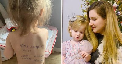 Ukraine toddler scrawled on by desperate mum finally safe from Russian troops