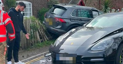 Bruno Fernandes car crash pictures show Man Utd star next to smashed up £94k Porsche