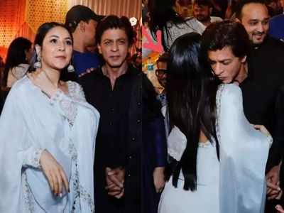 Shehnaaz Gill being greeted with a hug by Shah Rukh Khan at an Iftar party is winning netizens' hearts