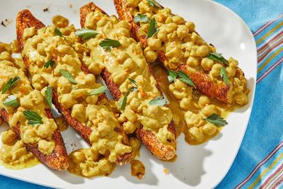 Chickpea-stuffed plantains pack a Caribbean flavour punch