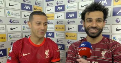 Mohamed Salah interrupts Thiago mid-interview to correct Liverpool team-mate