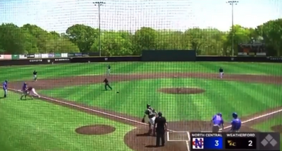 A Texas junior college pitcher absolutely decked an opposing player after giving up a homer