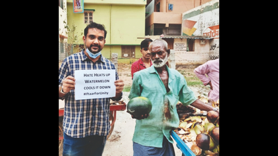 Bengaluru: Group distributes watermelons to calm tempers