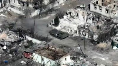 VIDEO: Blow Out: Ukrainian Unit Blasts Russian ‘Z’ Tank In Bombed-Out Town