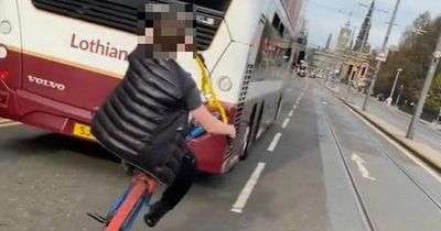 Disgraceful Edinburgh footage shows moment youths narrowly miss bus in new trend