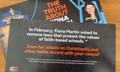 Australian Christian Lobby faces complaints about flyers targeting MPs who opposed religious discrimination laws