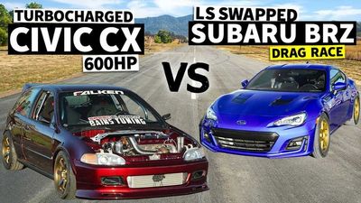 Modded Civic Drag Racing LS-Swapped Subaru BRZ Is A Tuner's Delight