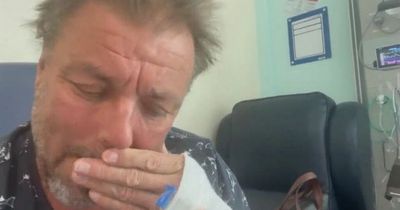 Martin Roberts says doctors still worried after huge needle put into chest