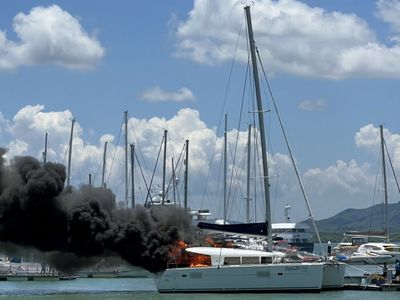 Fire guts luxury yacht in Phuket