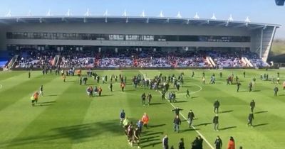 Oldham relegated as final minutes played behind closed doors amid pitch invasion protest